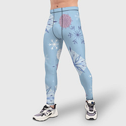 Тайтсы мужские Снежинки Эльзы, цвет: 3D-принт — фото 2