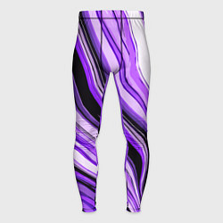 Тайтсы мужские Волнистые вертикальные чёрно-фиолетовые полосы, цвет: 3D-принт