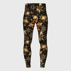 Тайтсы мужские Золотые снежинки, цвет: 3D-принт