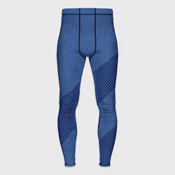 Тайтсы мужские Синий текстурный с полосой, цвет: 3D-принт