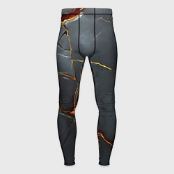 Тайтсы мужские Серая текстура с золотым изломом, цвет: 3D-принт