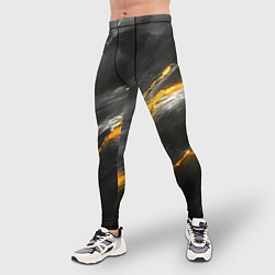 Тайтсы мужские Серая текстура с золотым разломом, цвет: 3D-принт — фото 2