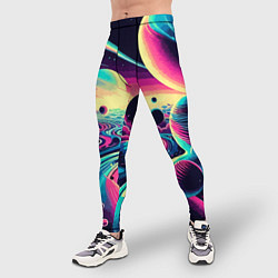 Тайтсы мужские Неоновый разноцветный космос, цвет: 3D-принт — фото 2