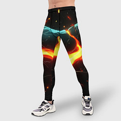 Тайтсы мужские Лава в черной текстуре, цвет: 3D-принт — фото 2