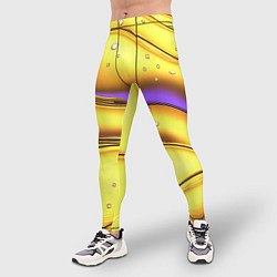 Тайтсы мужские Золотые волны с фиолетовым свечением, цвет: 3D-принт — фото 2