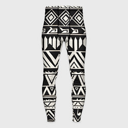 Тайтсы мужские Черно белый орнамент в этническом стиле, цвет: 3D-принт