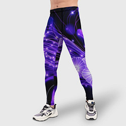 Тайтсы мужские Силуэты цветов на темном фоне - фиолетовое свечени, цвет: 3D-принт — фото 2