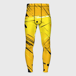 Тайтсы мужские Желтая краска на черном фоне, цвет: 3D-принт
