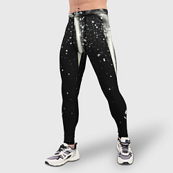 Тайтсы мужские Белые брызги на черном, цвет: 3D-принт — фото 2