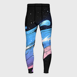 Тайтсы мужские Синяя волна на черном - текстура, цвет: 3D-принт