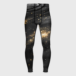 Тайтсы мужские Черная текстура с золотинками, цвет: 3D-принт