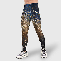 Тайтсы мужские Золотые блестки на черно-синем фоне, цвет: 3D-принт — фото 2