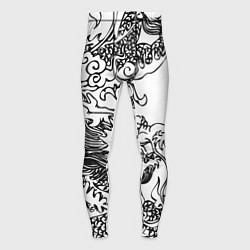 Мужские тайтсы Татуировка дракона на белом