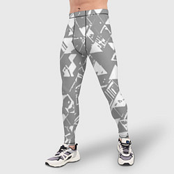 Тайтсы мужские Светлый серый геометричный паттерн, цвет: 3D-принт — фото 2