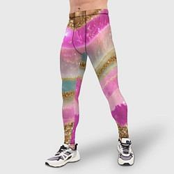 Тайтсы мужские Фиолетово-розовая текстура с блестками, цвет: 3D-принт — фото 2