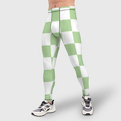Тайтсы мужские Квадраты зелёные, цвет: 3D-принт — фото 2
