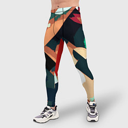 Тайтсы мужские Сине-бежевый абстракция, цвет: 3D-принт — фото 2