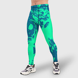 Тайтсы мужские Сине-зелёный абстракция краски, цвет: 3D-принт — фото 2
