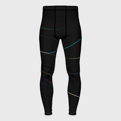 Тайтсы мужские Чёрный с неоновыми полосами, цвет: 3D-принт