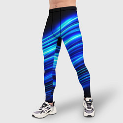 Тайтсы мужские Синие неоновые линии краски, цвет: 3D-принт — фото 2