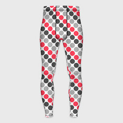 Тайтсы мужские Красный и серый горошек ретро, цвет: 3D-принт
