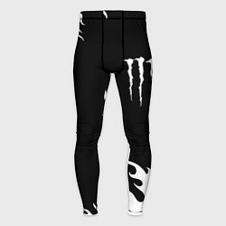 Тайтсы мужские Monster energy белый огонь, цвет: 3D-принт