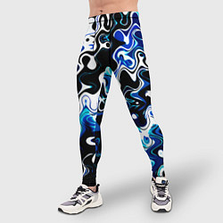 Тайтсы мужские Абстракция разлитые краски чёрно-сине-белый, цвет: 3D-принт — фото 2
