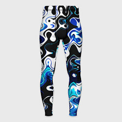 Тайтсы мужские Абстракция разлитые краски чёрно-сине-белый, цвет: 3D-принт