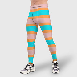 Тайтсы мужские Полосы бирюзово-розовые, цвет: 3D-принт — фото 2