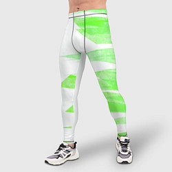 Тайтсы мужские Color white light green stripes, цвет: 3D-принт — фото 2