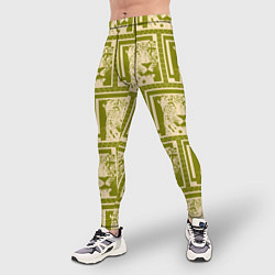 Тайтсы мужские Леопард в оливковом, цвет: 3D-принт — фото 2