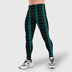 Тайтсы мужские Color blue dark stripe, цвет: 3D-принт — фото 2