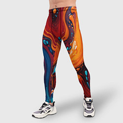 Тайтсы мужские Пламя и синева, цвет: 3D-принт — фото 2