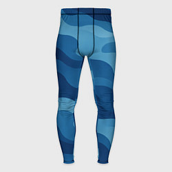 Тайтсы мужские Синие волнистые линии в виде камуфляжа, цвет: 3D-принт