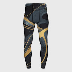 Тайтсы мужские Мраморный узор с золотыми полосками, цвет: 3D-принт