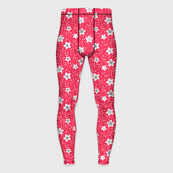 Тайтсы мужские Красный узор в горошек с цветами ретро, цвет: 3D-принт