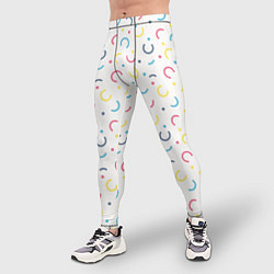 Тайтсы мужские Цветные точки и дуги на белом, цвет: 3D-принт — фото 2