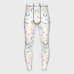Мужские тайтсы Цветные точки и дуги на белом