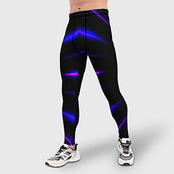 Тайтсы мужские Color black neon stripes, цвет: 3D-принт — фото 2