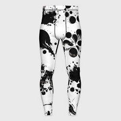 Тайтсы мужские Чёрно-белые кляксы - абстракция, цвет: 3D-принт