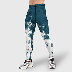 Тайтсы мужские Узорчатая текстура сине-белая, цвет: 3D-принт — фото 2