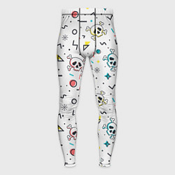 Тайтсы мужские Паттерн с черепами и геометрическими фигурами на Х, цвет: 3D-принт