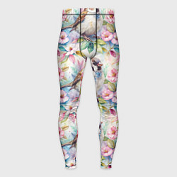 Тайтсы мужские Воробей в ярких цветах паттерн, цвет: 3D-принт