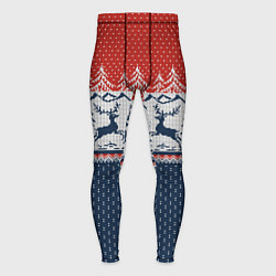 Мужские тайтсы Вязаный узор с оленями
