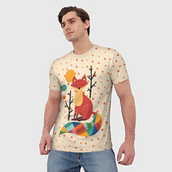 Футболка мужская Осенняя лисичка, цвет: 3D-принт — фото 2