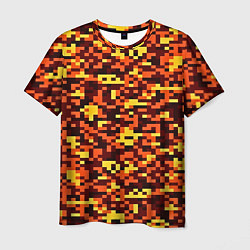 Футболка мужская Камуфляж пиксельный: оранжевый/желтый, цвет: 3D-принт