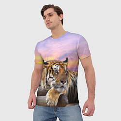 Футболка мужская Тигр на закате, цвет: 3D-принт — фото 2