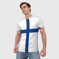 Футболка мужская Флаг Финляндии, цвет: 3D-принт — фото 2