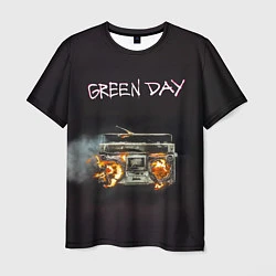 Футболка мужская Green Day магнитофон в огне, цвет: 3D-принт