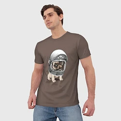 Футболка мужская Мопс космонавт, цвет: 3D-принт — фото 2